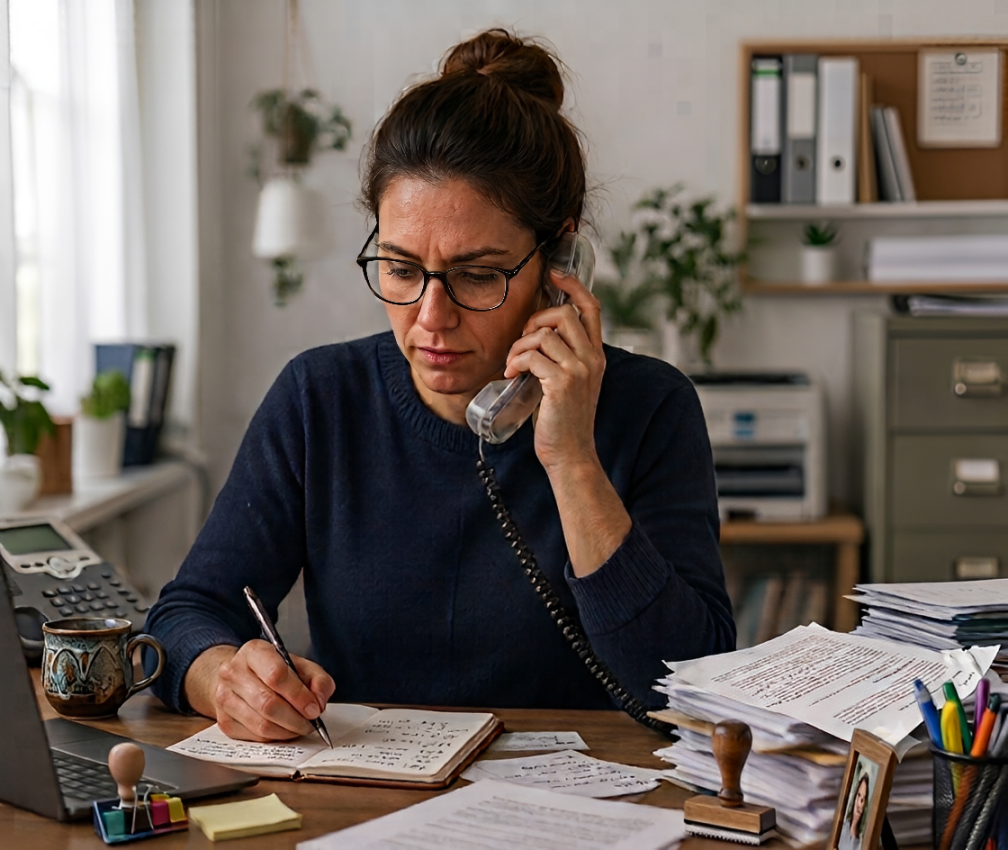 Agency staff member handling a claim call